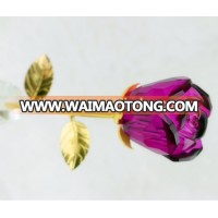 New design purple crystal glass flower rose for wedding decoration flower