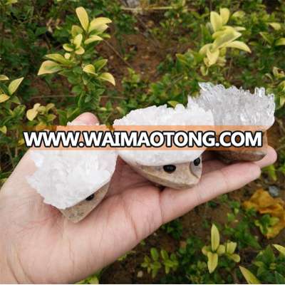 Semi Precious Crystal Cluster Hedgehog Figurine For Decoration